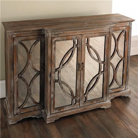 Rustic Mirror Front Sideboard - 33.75″Hx52″Wx17″D, $650, Rustic .