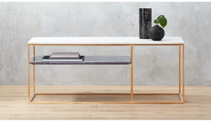CB2 2 Tone Grey And White Marble Credenza | Marble console table .
