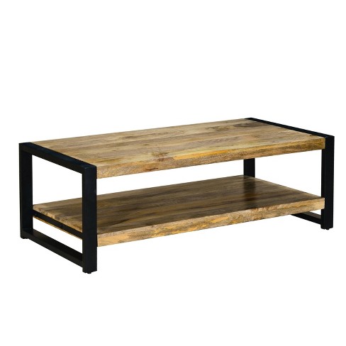 47" Industrial Rectangular Coffee Table With Sled Design Metal .