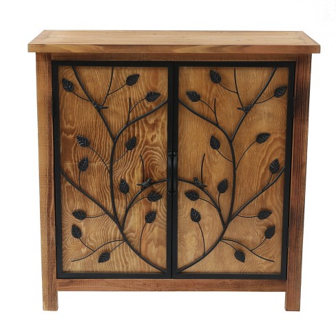 Luxenhome Pine Wood Metal Branches 2-door Storage Cabinet. : Targ