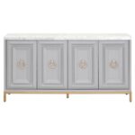 Avril Modern Grey Acacia White Marble Top Brushed Gold 4-Door .