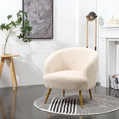 Homall Cream Accent Chair Modern Boucle Chair Sherpa Chair with .