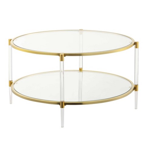 Royal Crest 2 Tier Acrylic Glass Coffee Table Clear/gold .