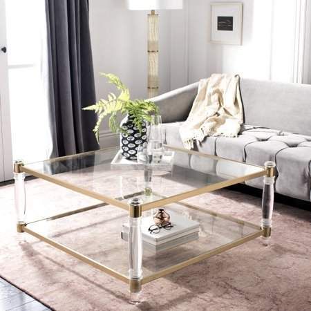 Safavieh Couture Isabelle 2-Tier Modern Glam Acrylic Coffee Table .