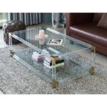 Rectangular Acrylic Modern Gold Metal Coffee Table with Tempered .