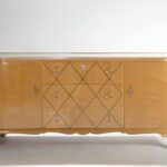 For sale: Mid-century René Prou sycamore brass sideboard commode .