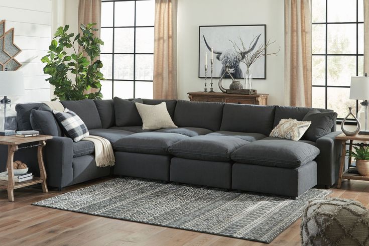 Savesto Charcoal 6 Piece LAF Sectional | Farmhouse living room .