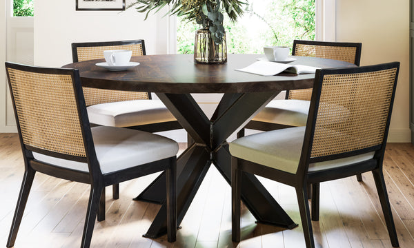 Round Shiloh Industrial Pedestal Table - Custom, Solid Hardwood .