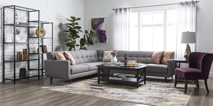 Modern Living Room with Allie Dark Grey 2 Piece Sectional With .