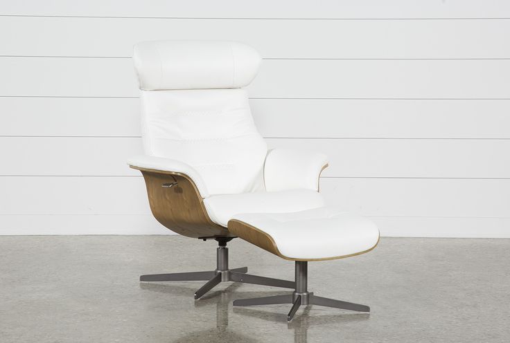 Amala White Leather Reclining Swivel
  Chairs