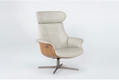 Amala Bone Leather Reclining Swivel Chair With Adjustable Headrest .