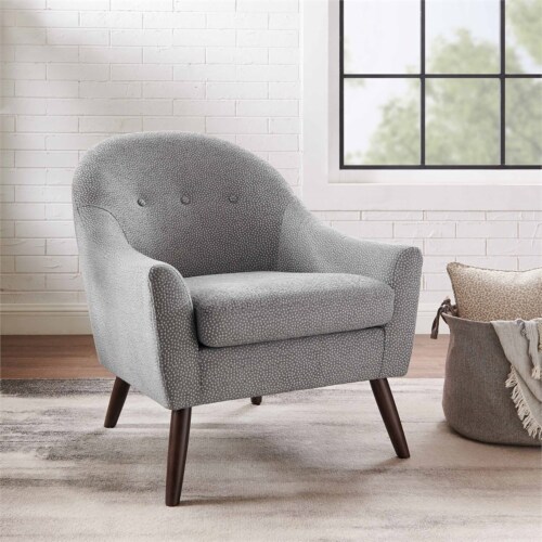 Linon Clea Wood Upholstered Accent Chair in Gray, 1 - Krog