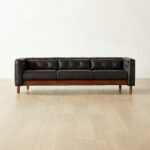 Marconi Modern 3-Seater Tufted Black Leather Sofa + Reviews | C