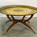 Vintage Spider Leg Coffee Table With Moroccan Brass Tray .