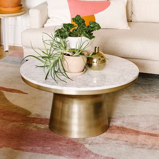 Marble Topped Pedestal Coffee Table | Modern Living Room Furniture .