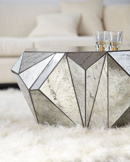 Dimensional Antiqued-Mirror Coffee Table | Mirrored coffee tables .