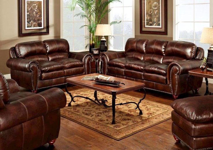 Lacks | Aspen All-Leather 2-Pc Living Room Set | Living room .