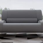 Zuri Furniture Modern Aspen Light Grey Microfiber Leather Loveseat .