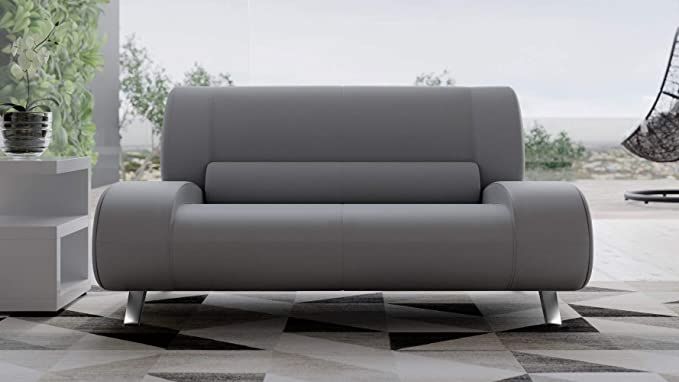 Zuri Furniture Modern Aspen Light Grey Microfiber Leather Loveseat .