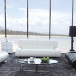 Zuri Modern Aspen White Microfiber Leather Sofa Set with Loveseat .