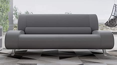 Zuri Furniture Modern Aspen Light Grey Microfiber Leather Sofa .