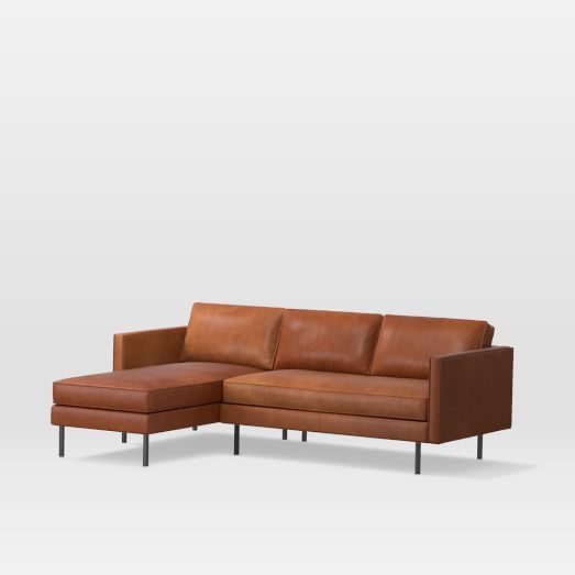 Axel Leather 2-Piece Chaise Sectional (91") | Leather sectional .
