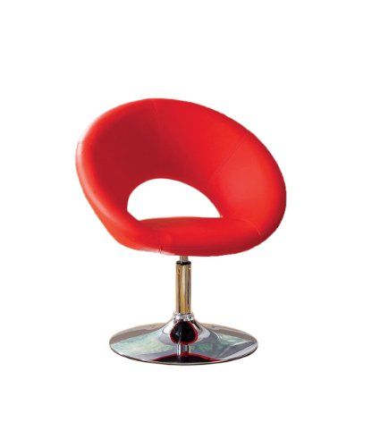 Furniture of America Aspen Padded Leatherette Swivel Chair Red .