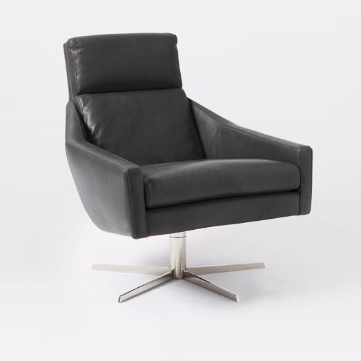 Austin Leather Swivel Armchair | Leather swivel chair, Swivel .