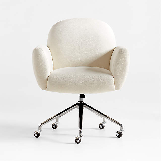 Imogen Ivory Upholstered Office Chair with Casters + Reviews .