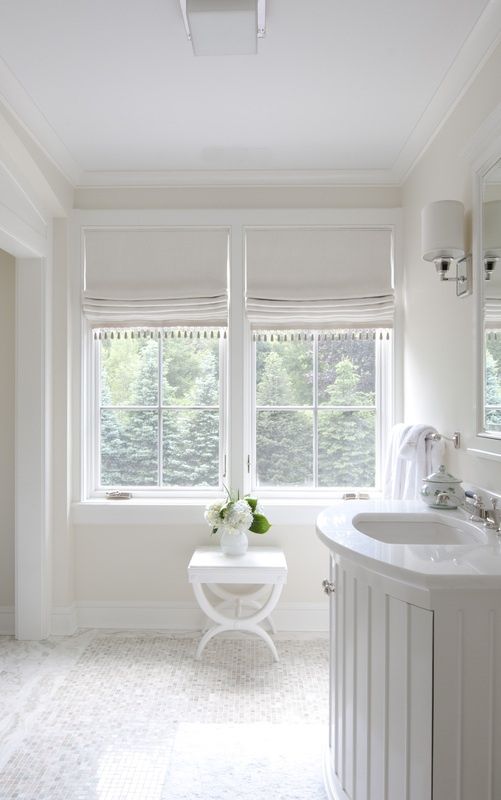 ALL WHITE AND PRETTY | Bathroom window treatments, Beautiful .