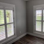 Norman 3 1/2” White Shutters with Black Hinges | White shutters .