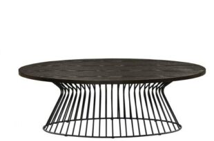 Antique Black Wood & Wired Base Oval Coffee Table | Oval coffee .