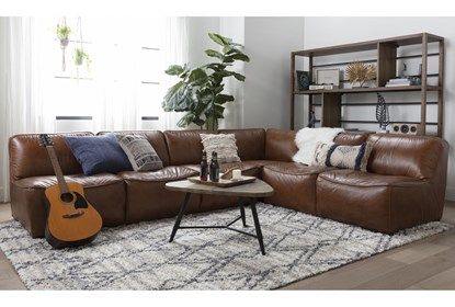 Burton Leather 3 Piece 103" Modular Sectional With 2 Loveseats .