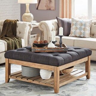 HomeVance Button Tufted Upholstered Coffee Table | Storage ottoman .