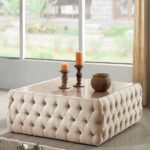 Furniture of America Elise Faux Marble Button Tufted Square Coffee .