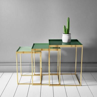 Square Side Tables in Green & Gold - 3 - Kaisa | Furniture123 .
