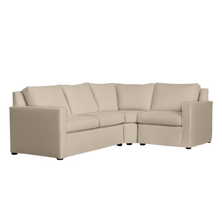 Cameron Square Arm Slipcovered 3-Piece Sectional with Wedge .