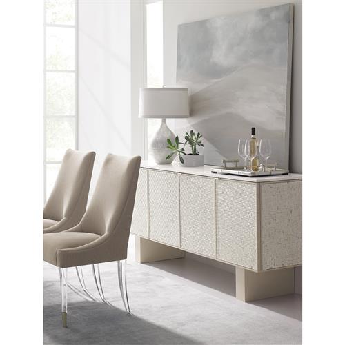 Caracole Bomb-Shell Modern Classic White Stone Shell Sideboard .