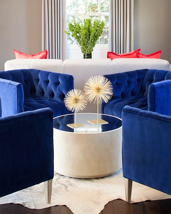 Velvet blue chairs | Blue living room sets, Blue accent chairs .