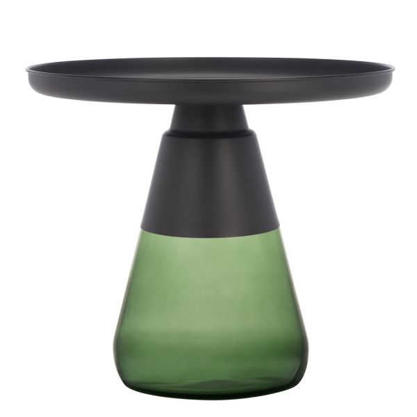 Casella Glass Base Accent Table in Black/Green by Safavieh .