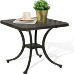 Villeston 21" Outdoor Side Table, Patio End Tables Outside Cast .