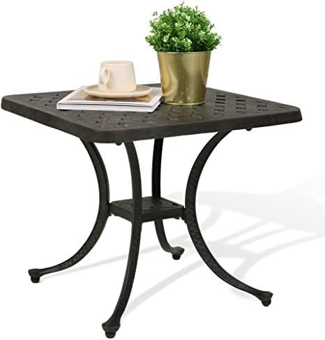 Villeston 21" Outdoor Side Table, Patio End Tables Outside Cast .