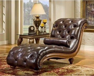 Heritage Blended Leather Chaise Lounge - Modern - Indoor Chaise .