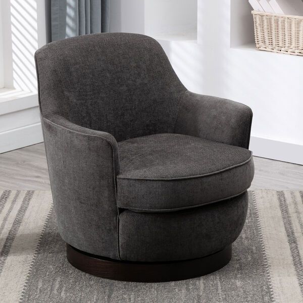 Comfort Pointe Reese Charcoal Wooden Base Swivel Chair 8097-26 .