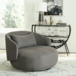 Liberty Furniture Living Room Uph Swivel Cuddler Chair - Charcoal .