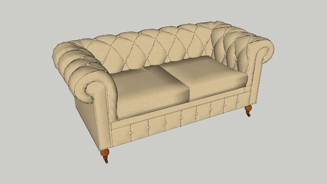 Chesterfield Couch Small - 3D Warehouse #illustration #3dmodel .