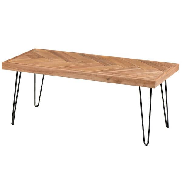 Kahomvis 43 .3 in. Nature Rough Small Rectangle Wood Coffee Table .