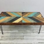 Blues Colliding Chevron Coffee Table Made With Real Wood - Et