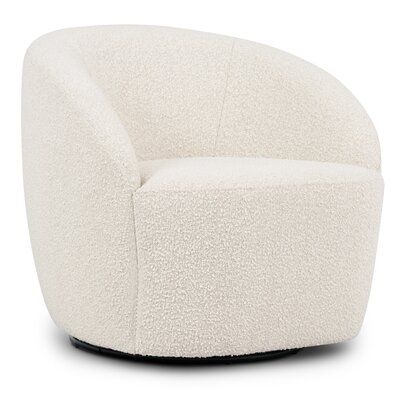 Alma Swivel Lounge Chair In Ivory White Boucle | Swivel barrel .