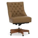 Hayes Tufted Leather Swivel Desk Chair | Brown leather recliner .